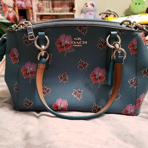 Coach Green Floral Carryall Crossbody